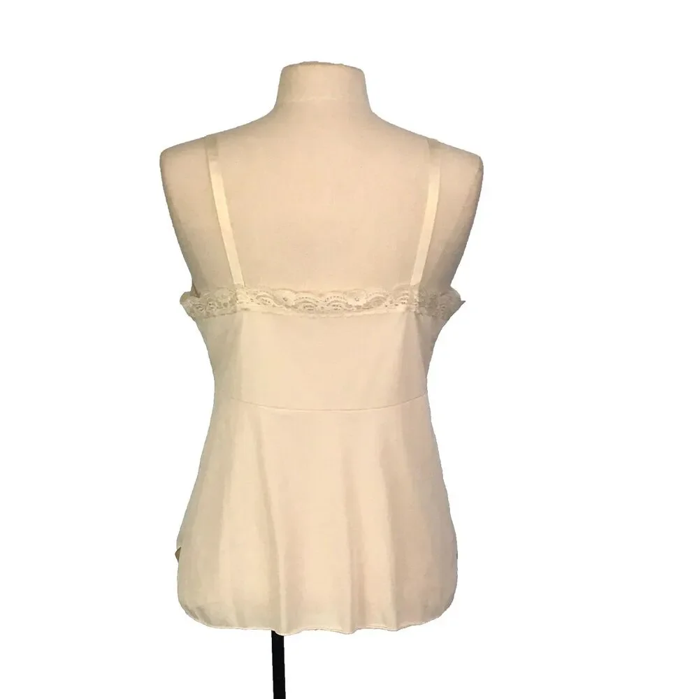 Shadowline Vintage Womens White Cream Camisole Top,‎ Lace, bust 38, Adjustable